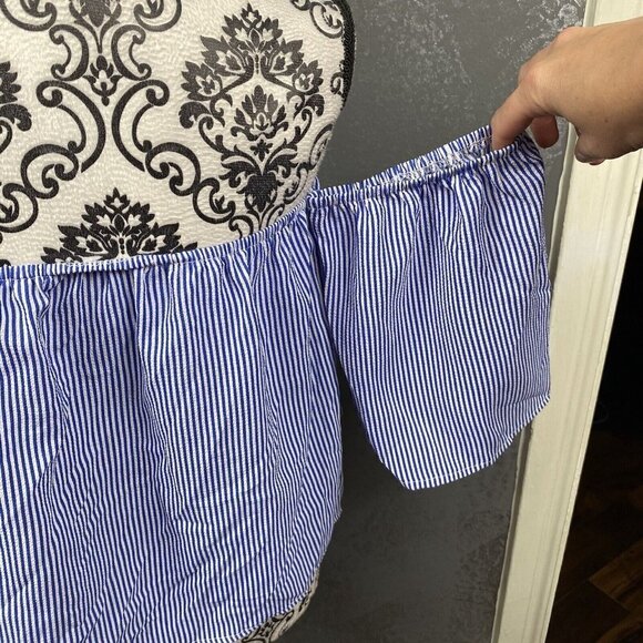 NWT Parisian blue and white striped off the shoulder top/blouse. size small - Picture 6 of 7